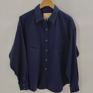 Schaefer Outfitters Pearl Snap Down Size XL navy Western Long Sleeve Shirt USA